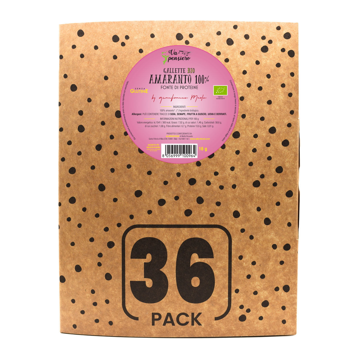 Gallette di 100% Amaranto Bio Va Pensiero - Box 36 pack