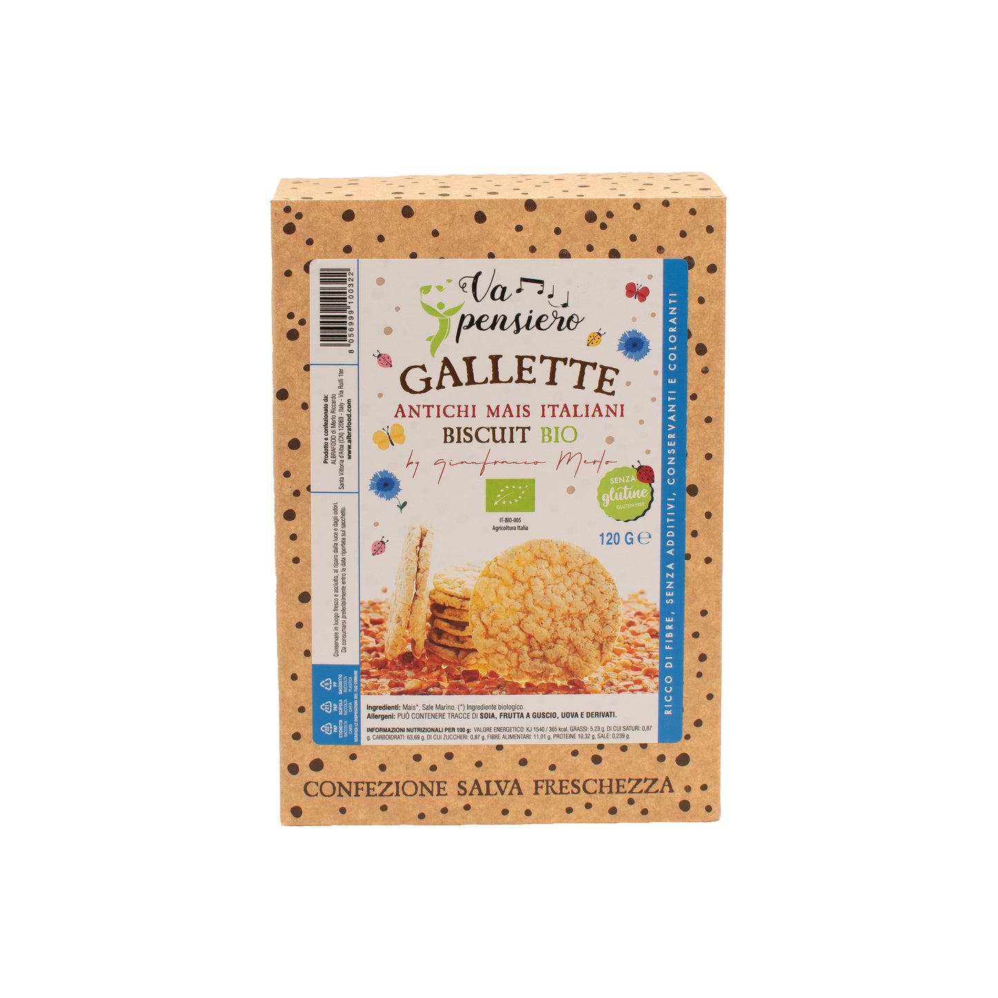Gallette da 120g antichi mais italiani biscuit bio. Pordotto biologico. Agricoltura Italia.