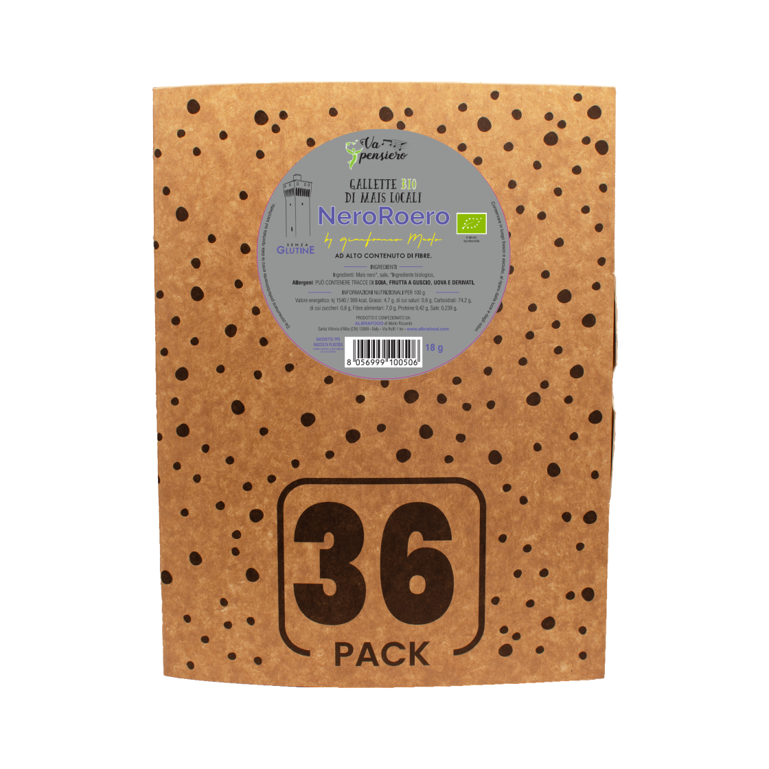 Gallette Bio di Mais Locali NeroRoero - Box 36 pack - Va Pensiero