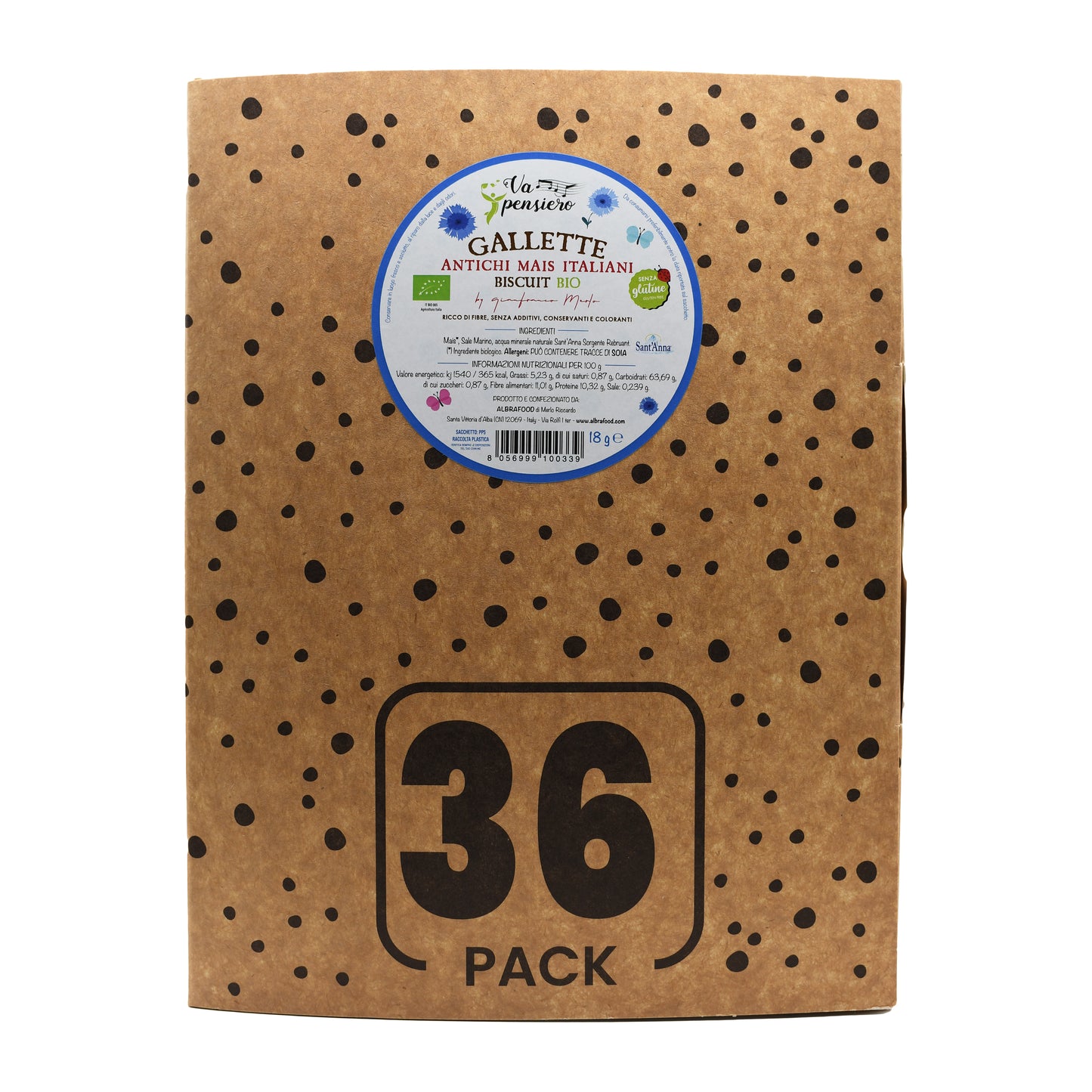 Gallette di Antichi Mais Italiani Biscuit Va Pensiero Bio - Box 36 pack