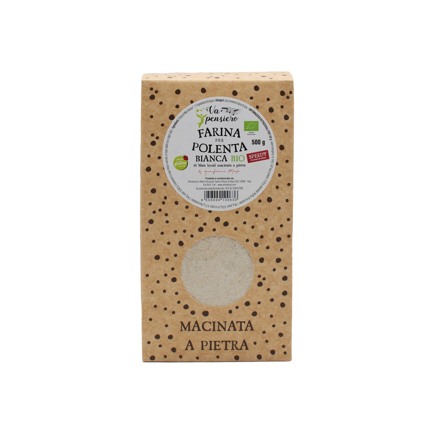Farina integrale biologica per polenta bianca Speedy - Va Pensiero Box 500g
