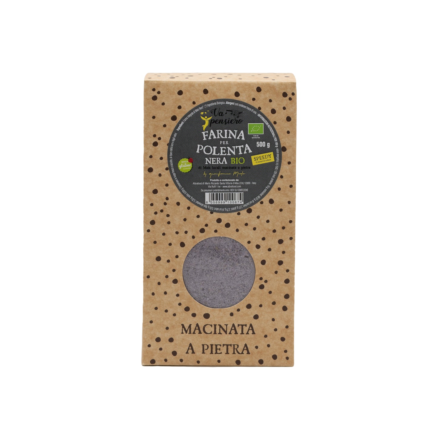 Farina integrale biologica per polenta nera Speedy - Va Pensiero Box 500g
