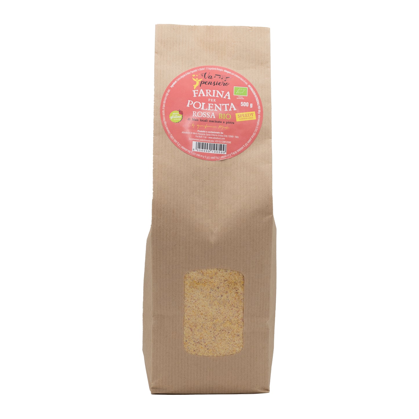 Farina integrale biologica per polenta rossa Speedy 500g - Va Pensiero
