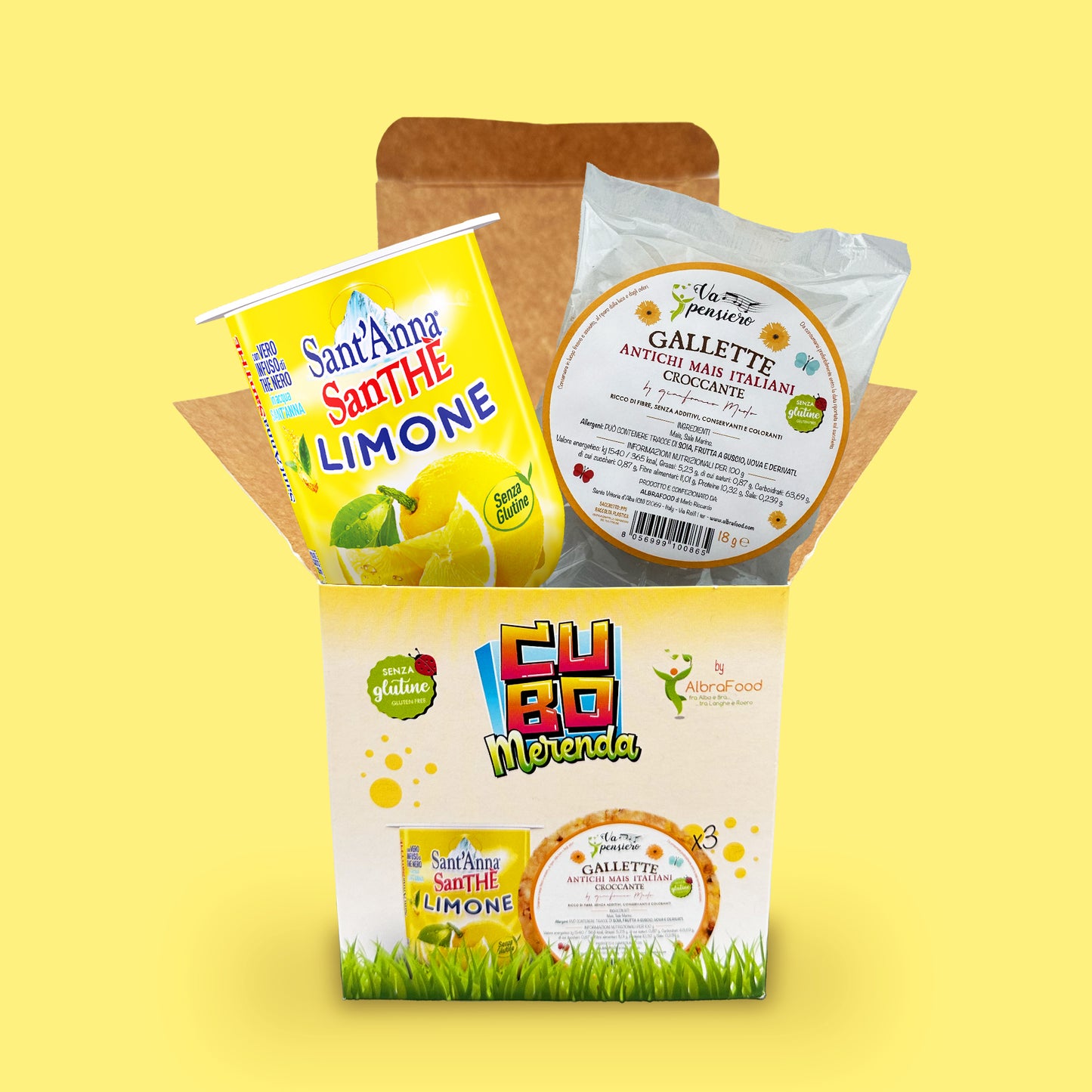 CUBOMERENDA - Gallette croccanti di Antichi Mais Italiani e SanThè Sant'Anna al Limone