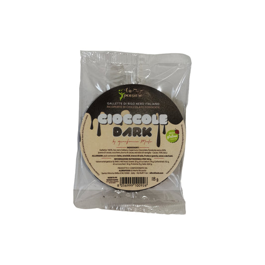 Cioccole Dark - Galletta di Riso Nero Italiano ricoperta di Cioccolato Fondente.