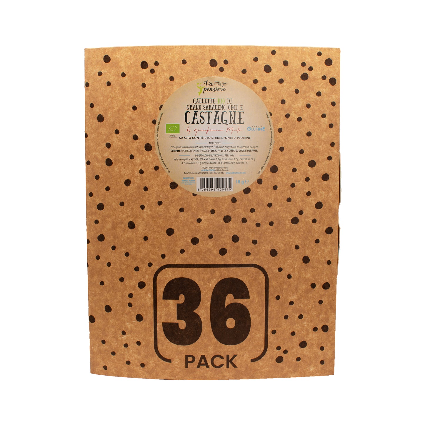Gallette Bio di grano saraceno italiano, ceci e castagne - Box 36Pack
